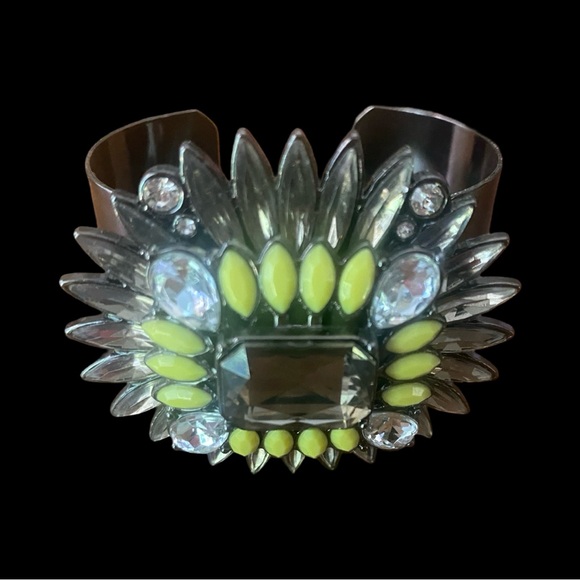 Mid century Vintage Crystal Flower Cuff - Picture 2 of 4